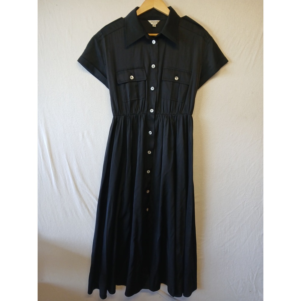 Jovonna London dress button down modest small tie waist preppy quiet luxery